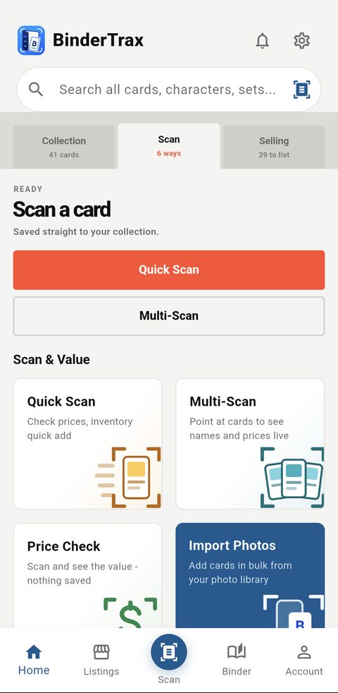 BinderTrax mobile card scanner
